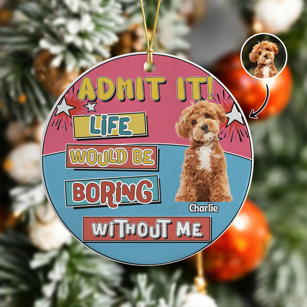 Custom Photo Admit It Life Would Be Boring Without Me Christmas Ceramic Ornament For Dog Lovers TH10 894737
