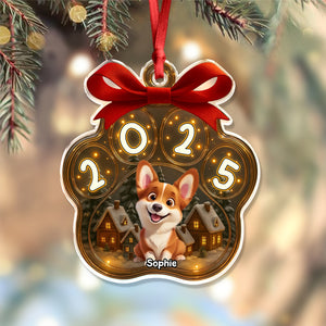 Personalized Cute Dog Paw Christmas Acrylic Ornament HA75 897570