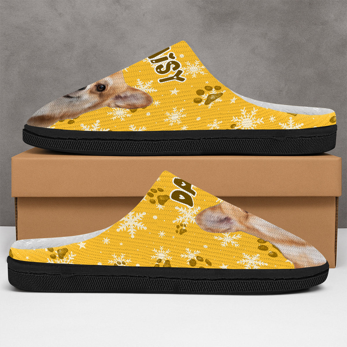 Custom Dog Photo Christmas Fluffy Slippers Christmas Gift CH07 896402