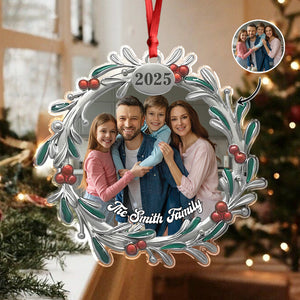Custom Family Photo 2025 Christmas Wreath Acrylic Ornament LM32 897389