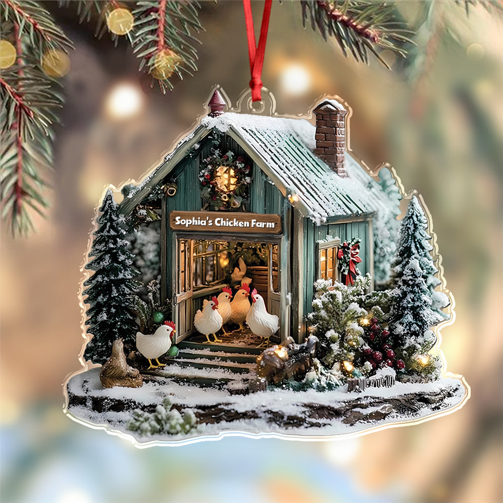 Personalized Chicken Farm Acrylic Ornament Farmhouse Christmas Ornament HA75 897052