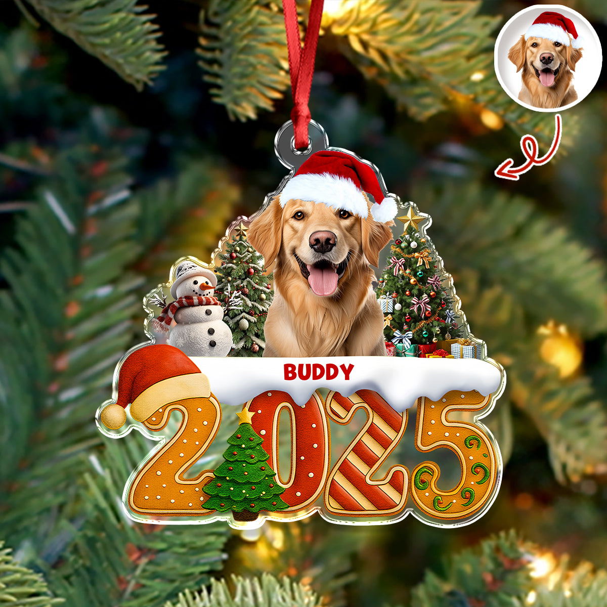 Custom Dog Christmas Cake Crew Photo - Personalized Acrylic Ornament CH07 899704