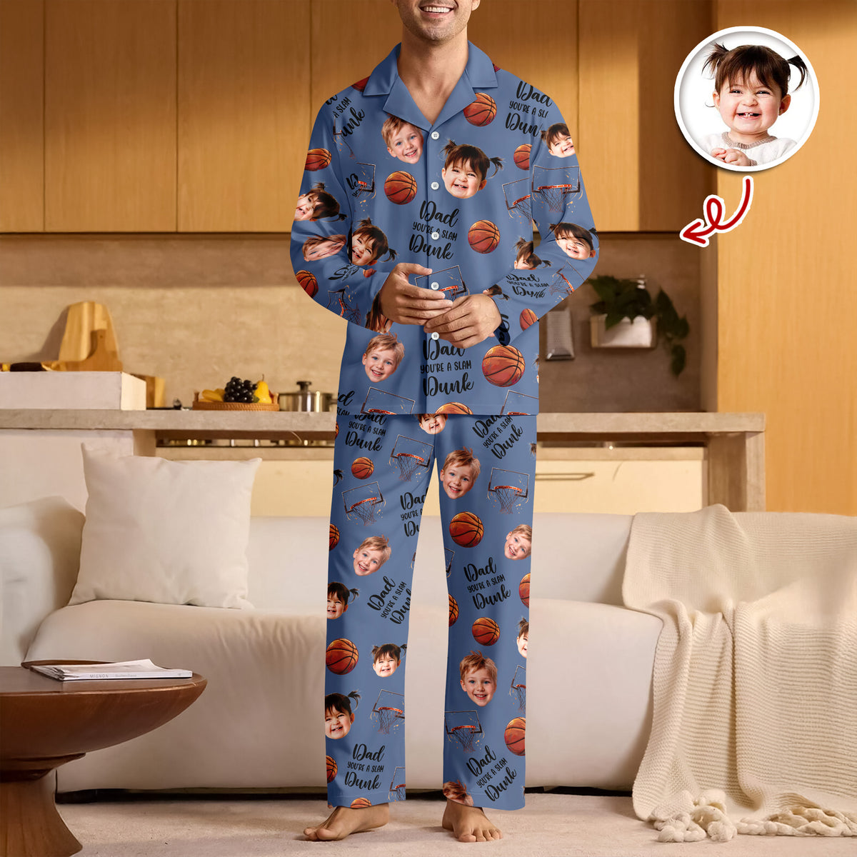Custom Cute Photo You're A Slam Dunk, Dad Pajamas LM32 895689