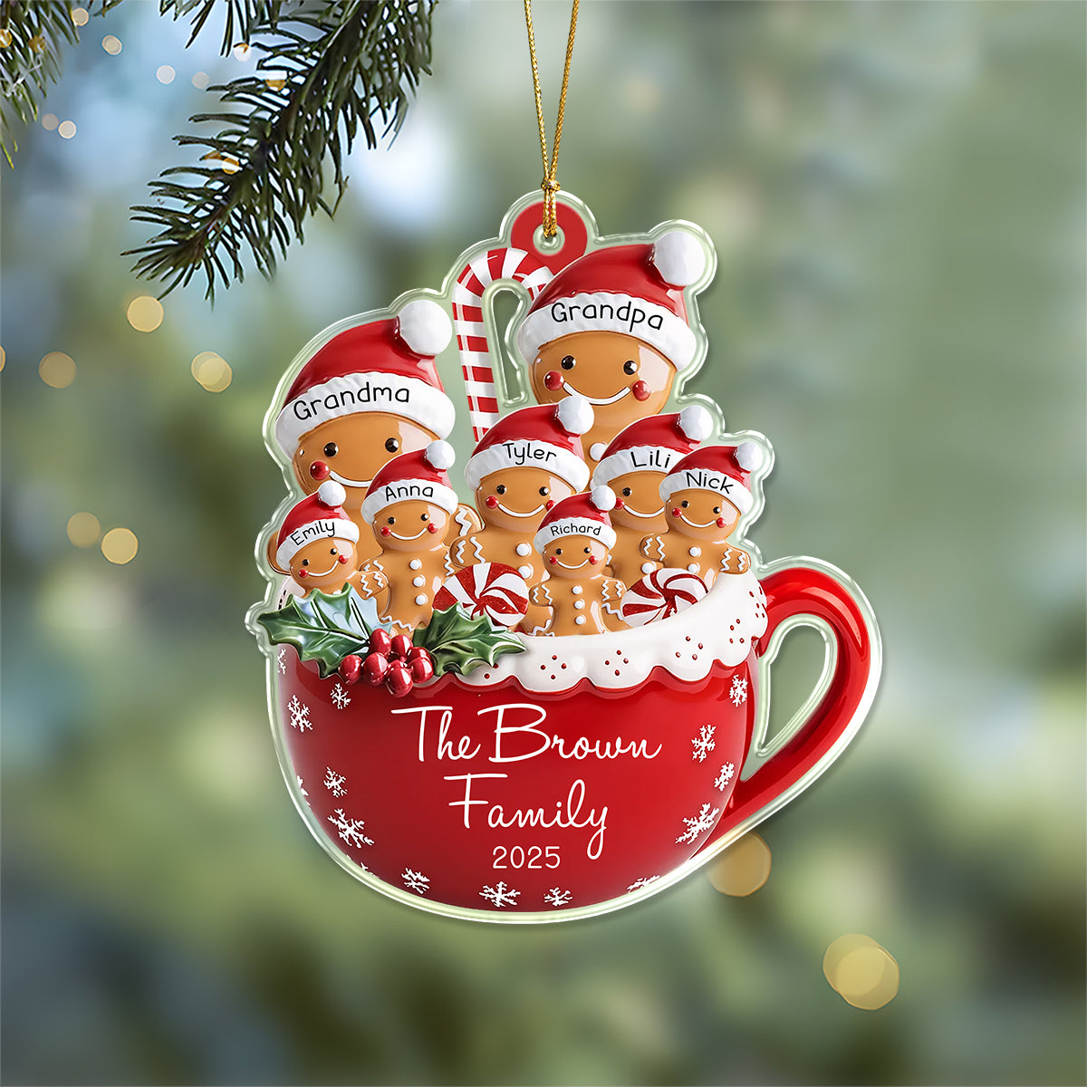 Personalized Gingerbread Family Acrylic Ornament LM32 895797