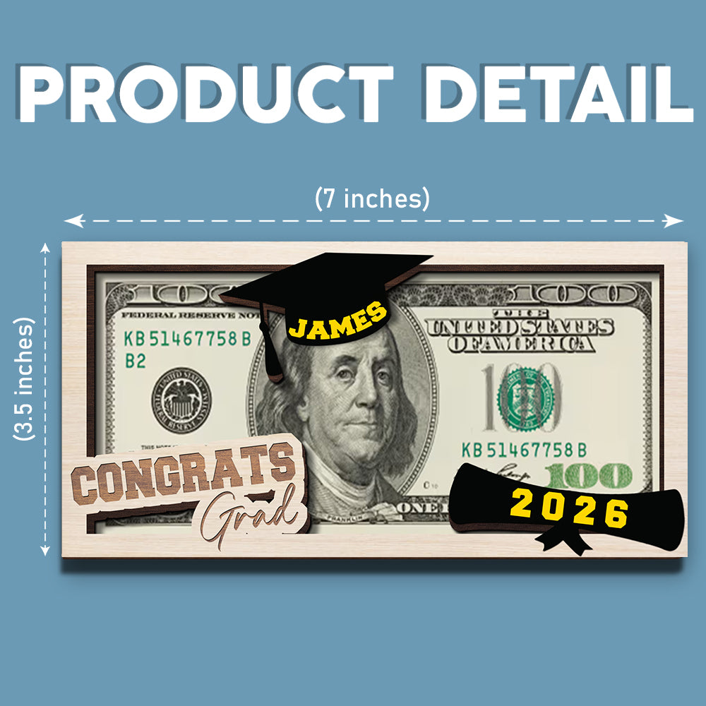 Custom Name Congratulations Class Of 2026 Wood Money Holder CH07 895514