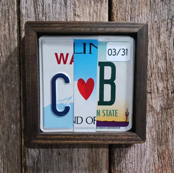 Personalized Initial Letter License Plate Sign - Gift For Wedding, Couple, Birthday, Gift for Him HO82 903360