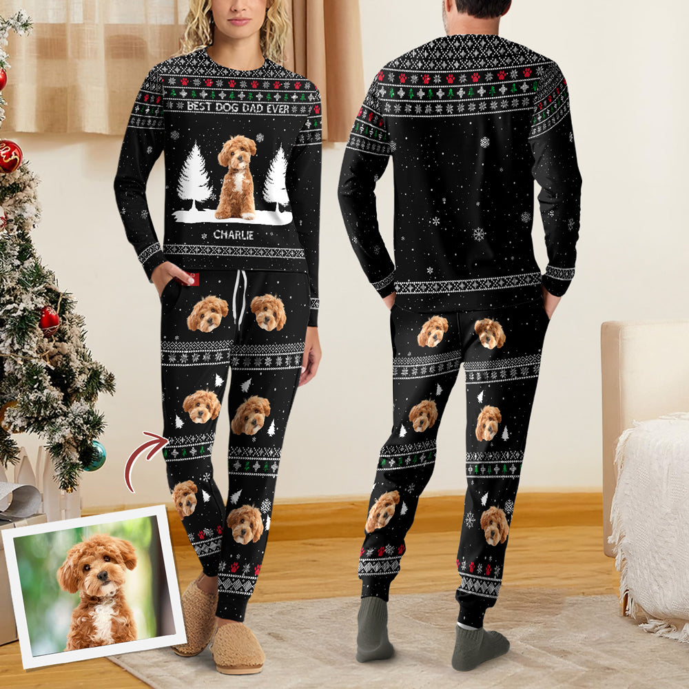 Custom Photo Best Dog Dad Mom Ever Sleepwear Christmas Gift For Dog Lovers LM32 895583