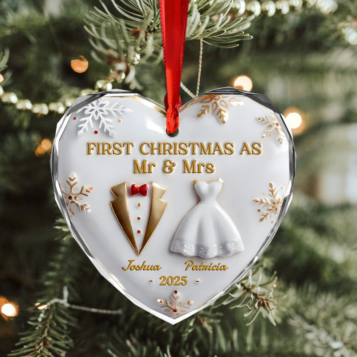 Our First Christmas Together Heart Glass Ornament Personalized Wedding Anniversary Christmas Ornament CH07 896944