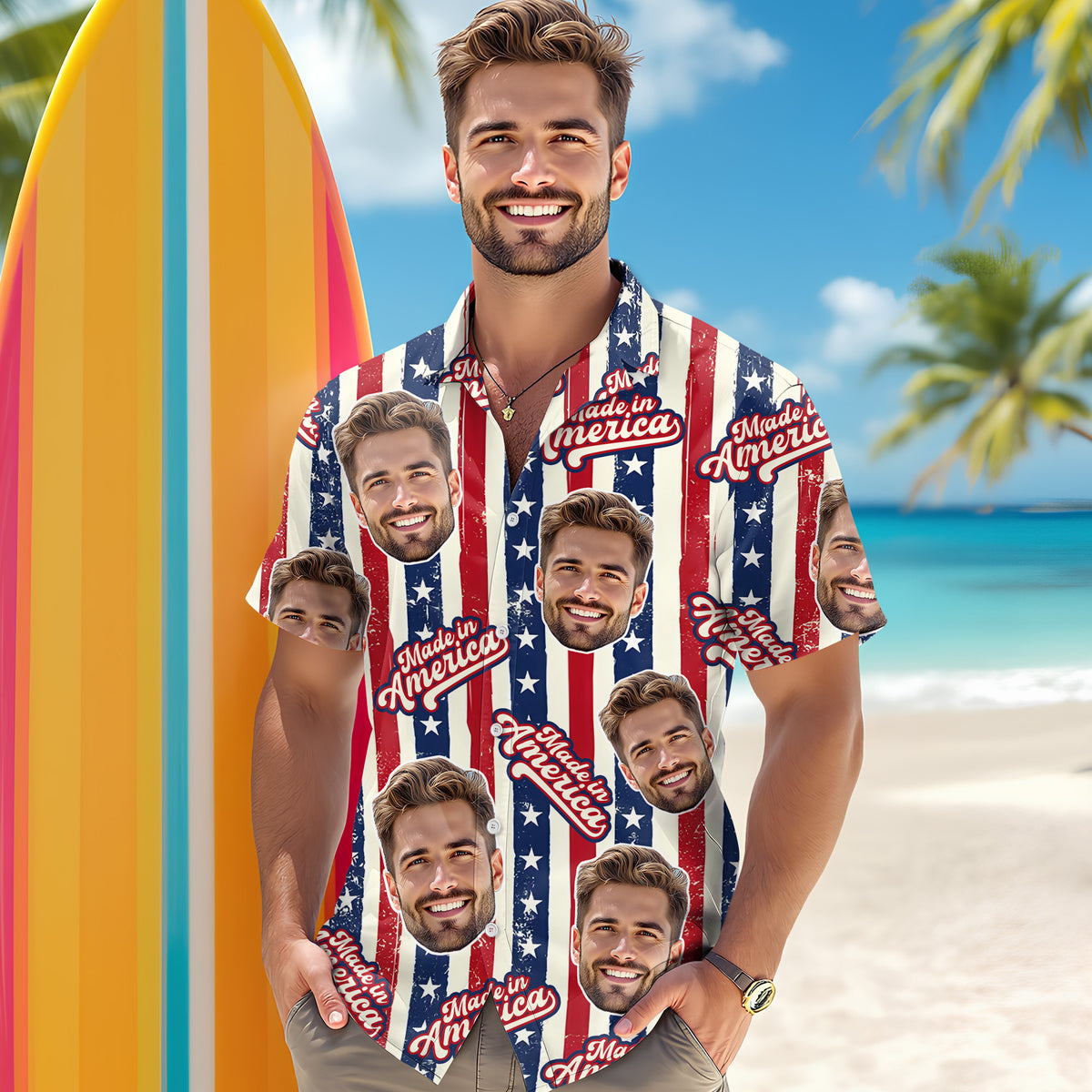 Custom Photo Made In America Hawaii Shirt TH10 898645