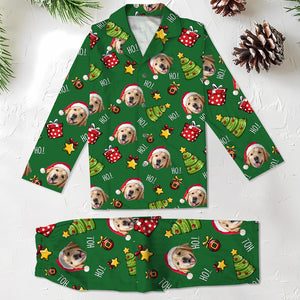 Custom Dog Photo Ho Ho Ho Pajamas Funny Christmas Gift For Dog Lovers CH07 896296