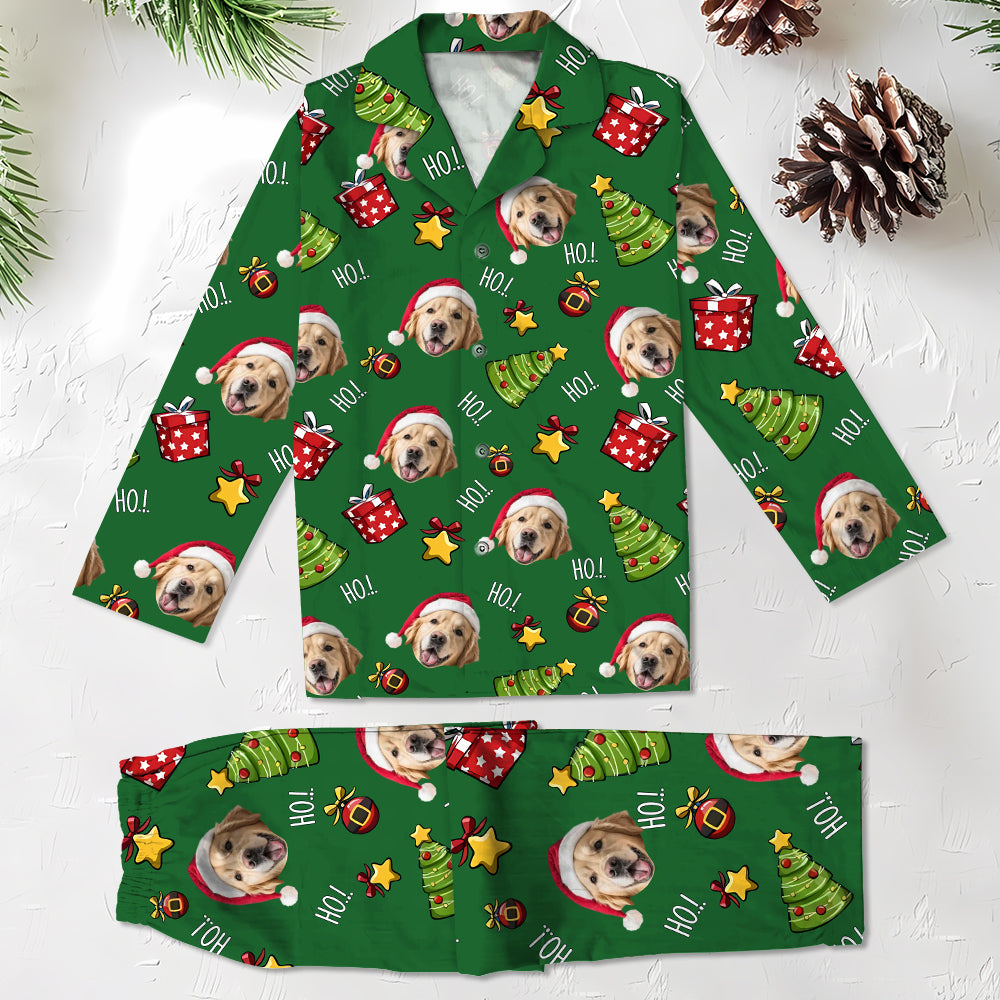Custom Dog Photo Ho Ho Ho Pajamas Funny Christmas Gift For Dog Lovers CH07 896296