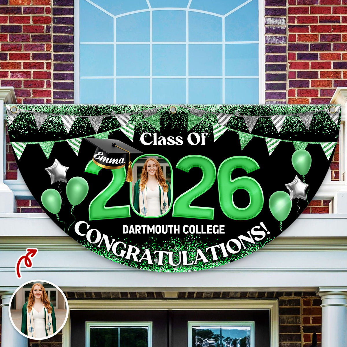 Custom Photo Graduation Senior Class Of 2026 Non-Pleated Fan Flag CH07 910634