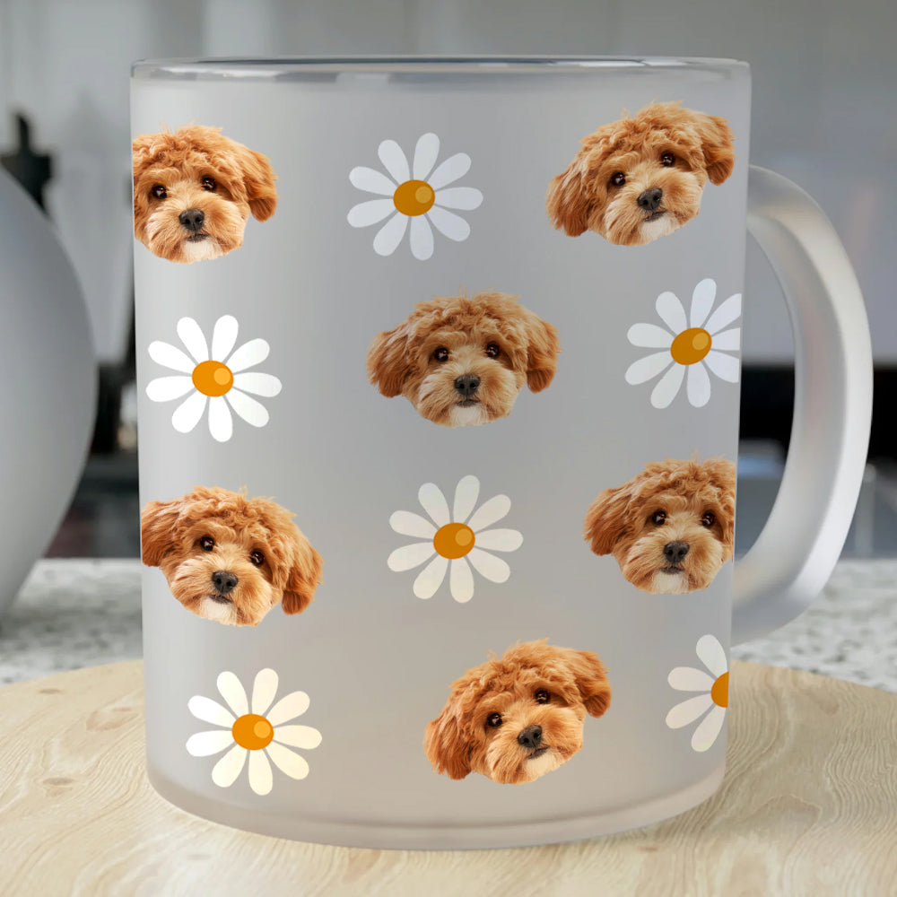 Custom Pet Face Photo With Icon Glass Mug For Dog And Cat Lovers CH07 896102