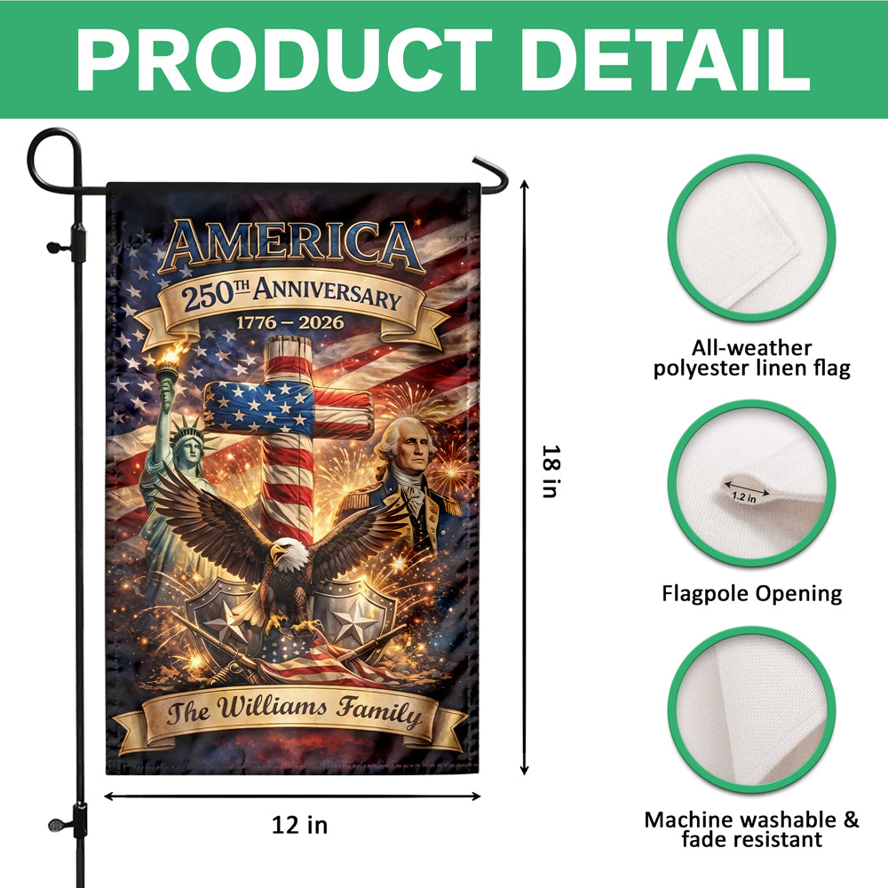 Custom Family Name America 250th Anniversary Garden Flag TH10 898823