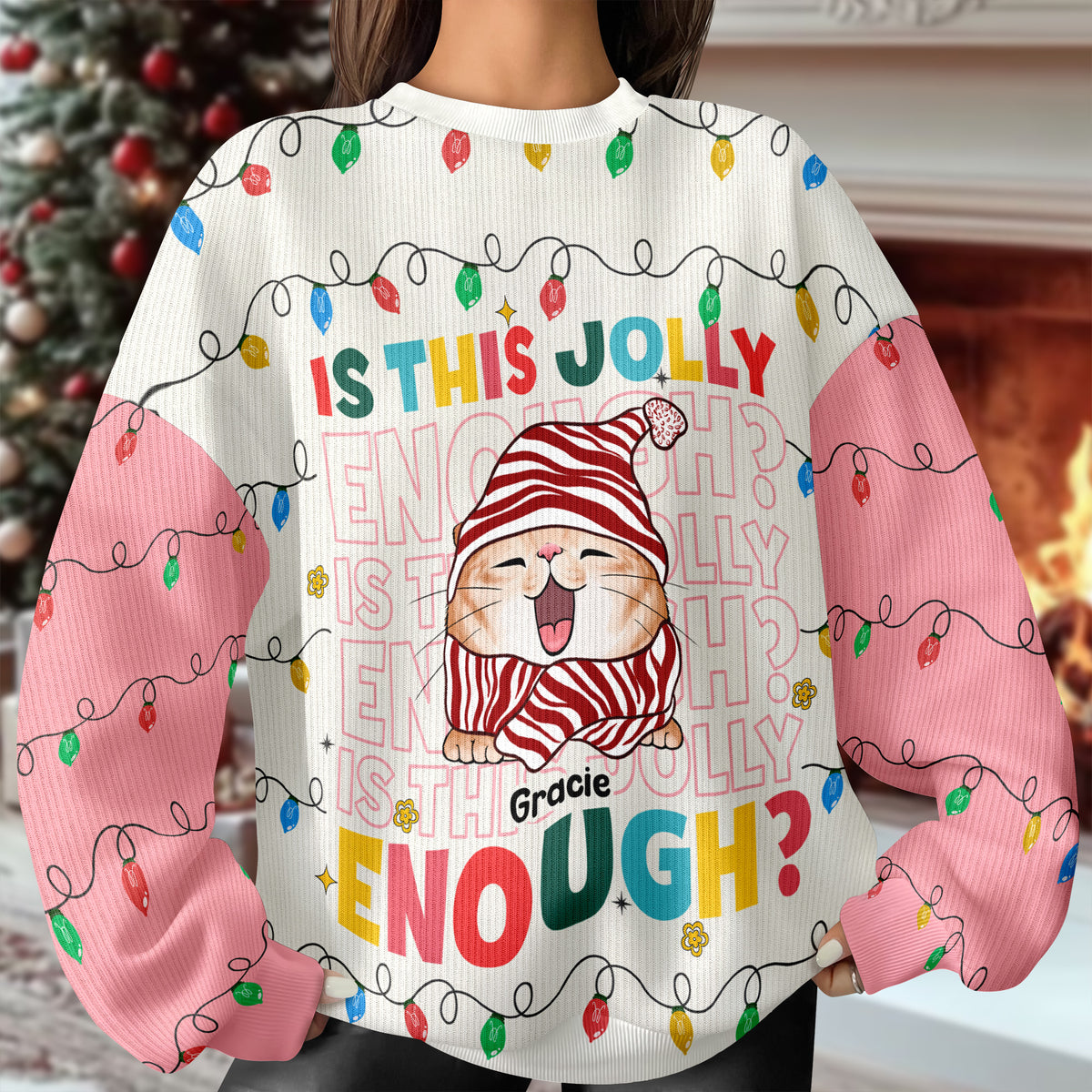 Custom Funny Cat Is This Jolly Enough Christmas Ugly Sweater LM32 895911