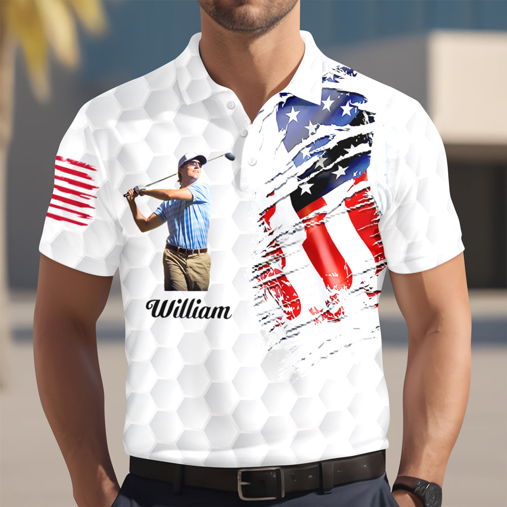 Custom Photo US Flag Polo Shirt For Golfer TH10 898095