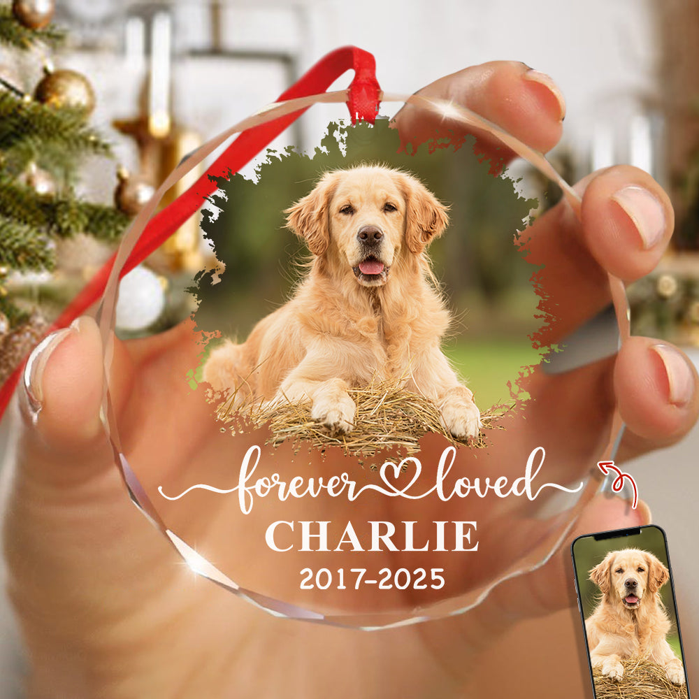 Custom Dog Photo Memorial Glass Ornament For Dog Lovers TH10 894517