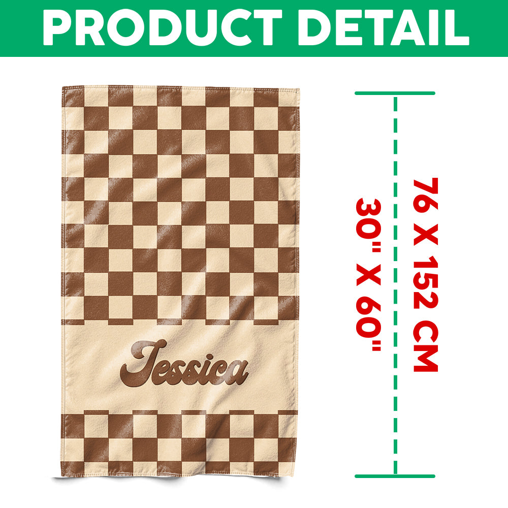 Personalized Name Checkered Pattern Beach Towels Vacation Gift HO82 894236