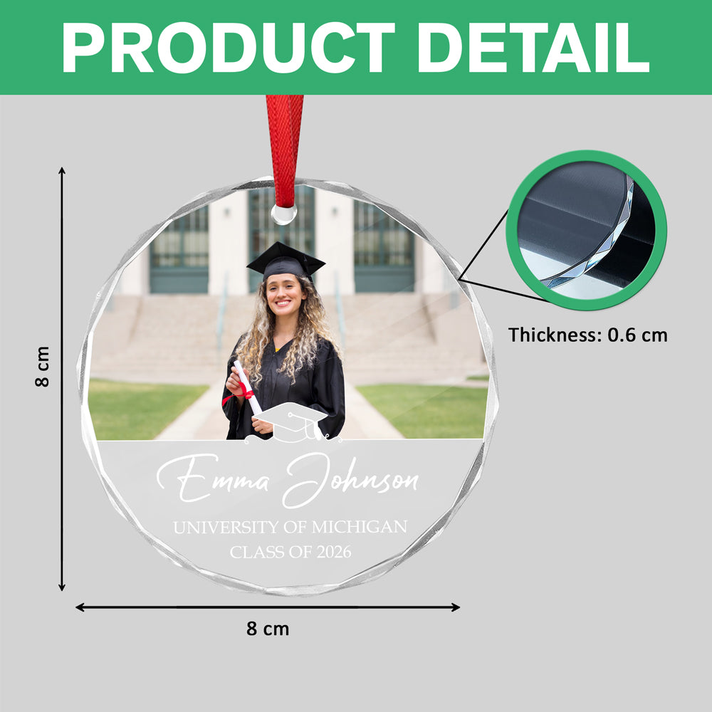 Custom Photo And Name Class Of 2026 Glass Ornament Christmas Gift TH10 896907