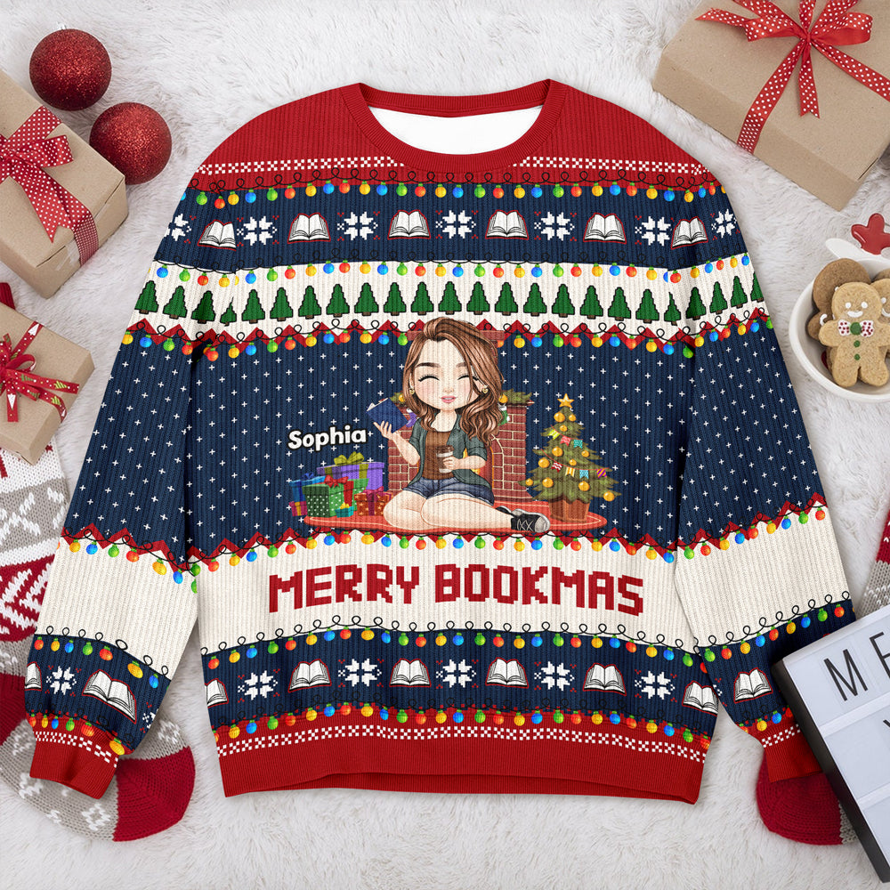 Merry Bookmas - Personalized Ugly Sweater Christmas Gift For Book Lovers, Bookworm CH07 899660