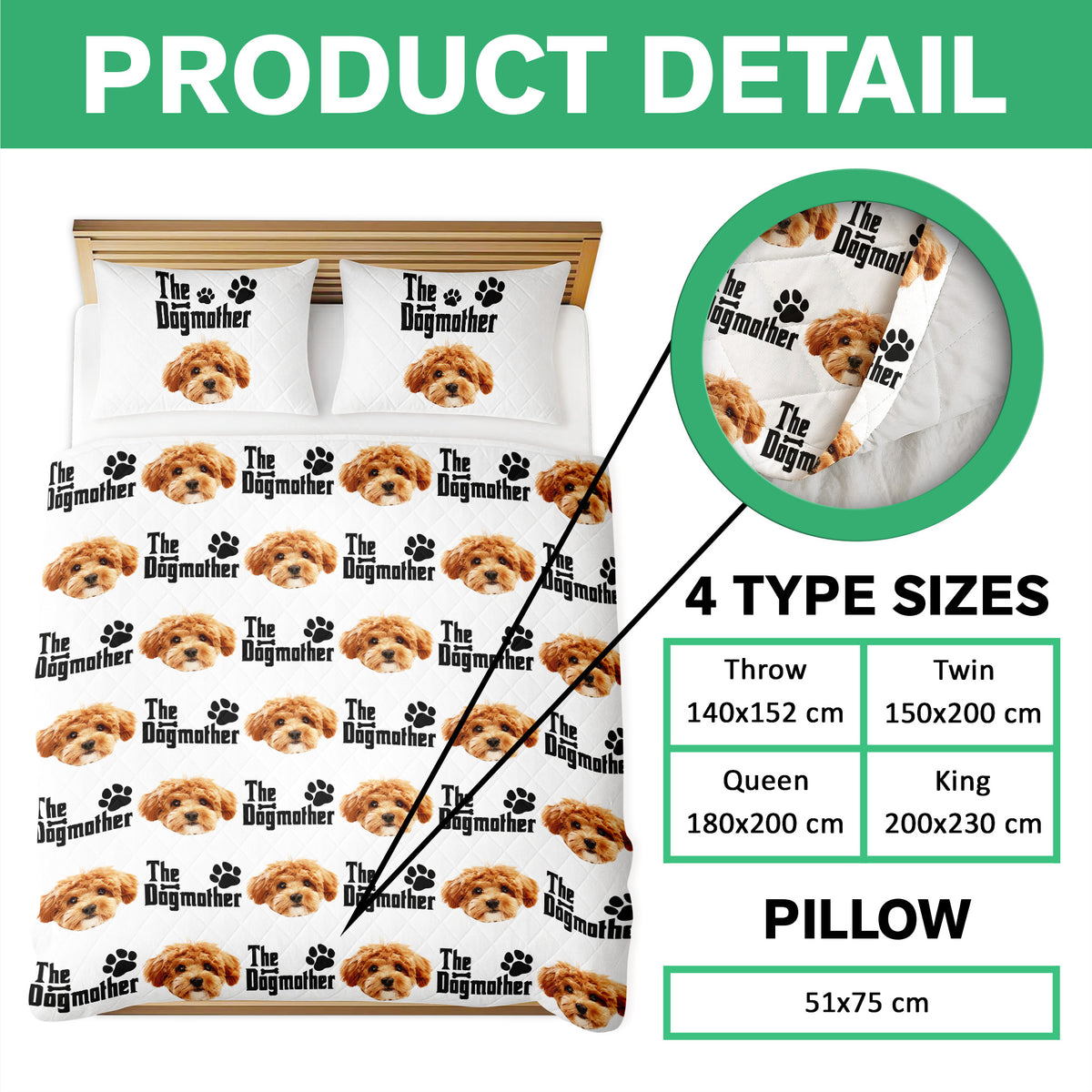 Custom Puppy Photo The Dog Father with Pawprints - Quilt Bedding Set LM32 897275