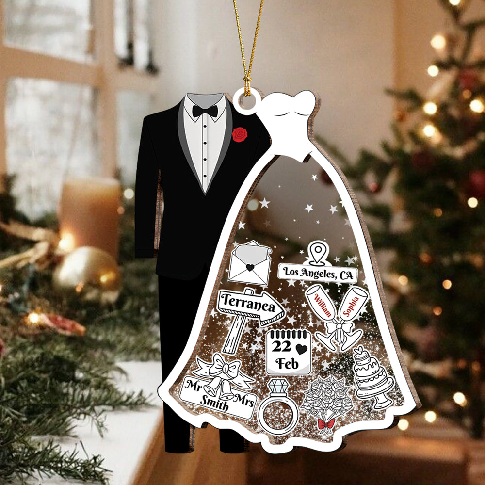 First Christmas Married Personalized Wedding Wood & Acrylic Ornament Christmas Gift CH07 899404
