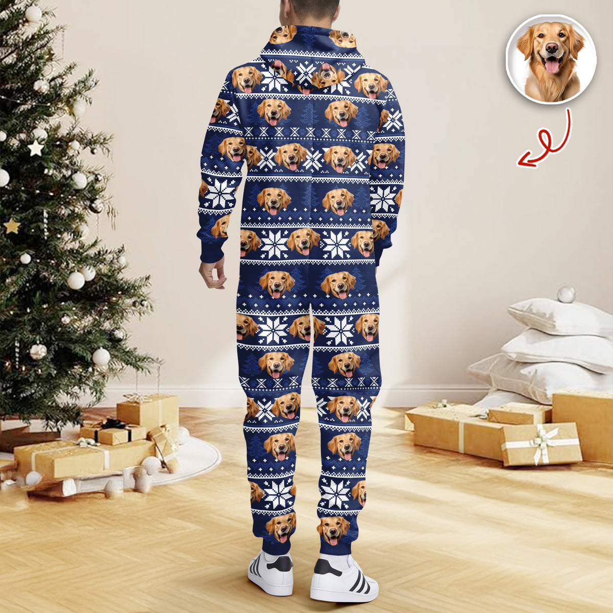 Custom Dog Photo May Your Christmas Be Furry And Bright Onesie Pajamas HO82 900396