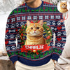 Custom Cat Photo With Christmas Wreath Ugly Sweater TH10 896275