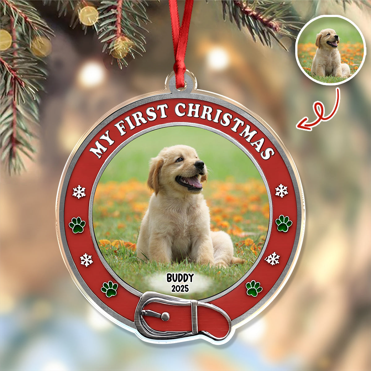Custom Photo My First Christmas Dog Acrylic Ornament HA75 897188