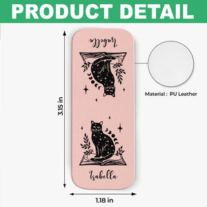 Personalized Bookish Floral Magic Cat Magnetic Leather Bookmark CH07 899536