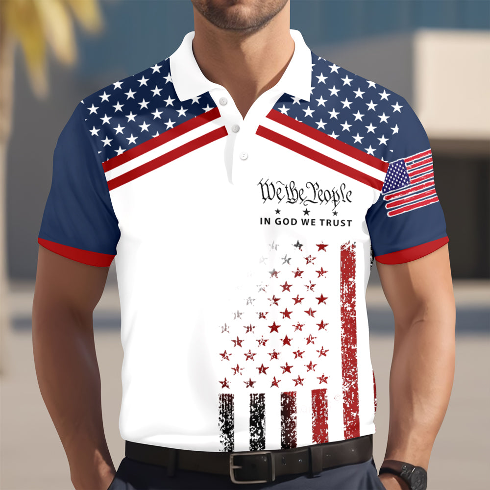 Custom Name We The People - In God We Trust Patriotic Polo Shirt CH07 910422