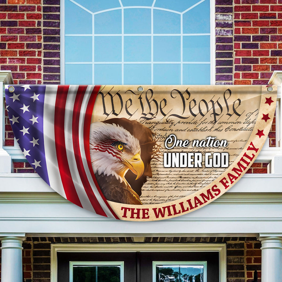 Personalized We The People, One Nation Under God, American Eagle Jesus Non-Pleated Fan Flag CH07 910564