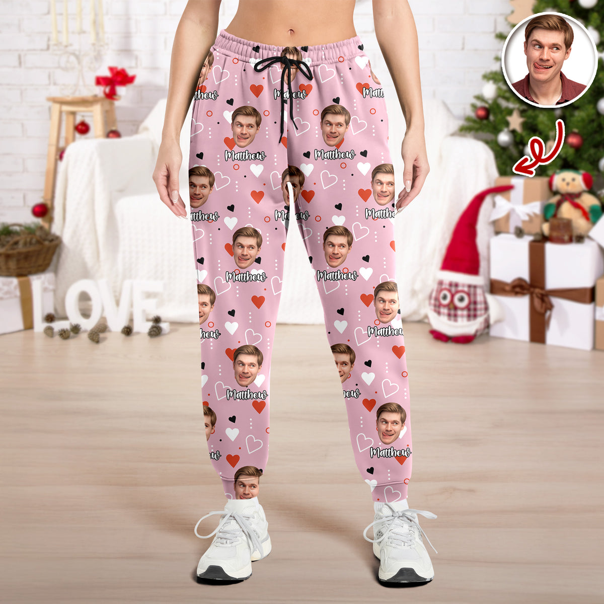 Custom Face Sweatpants Couple Gift, Valentine's Day Gift HA75 898402