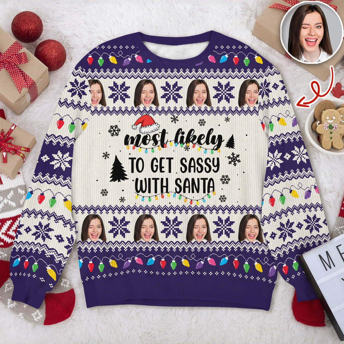 Custom Photo Most Likely To Christmas Personalized Ugly Sweater CH07 896410