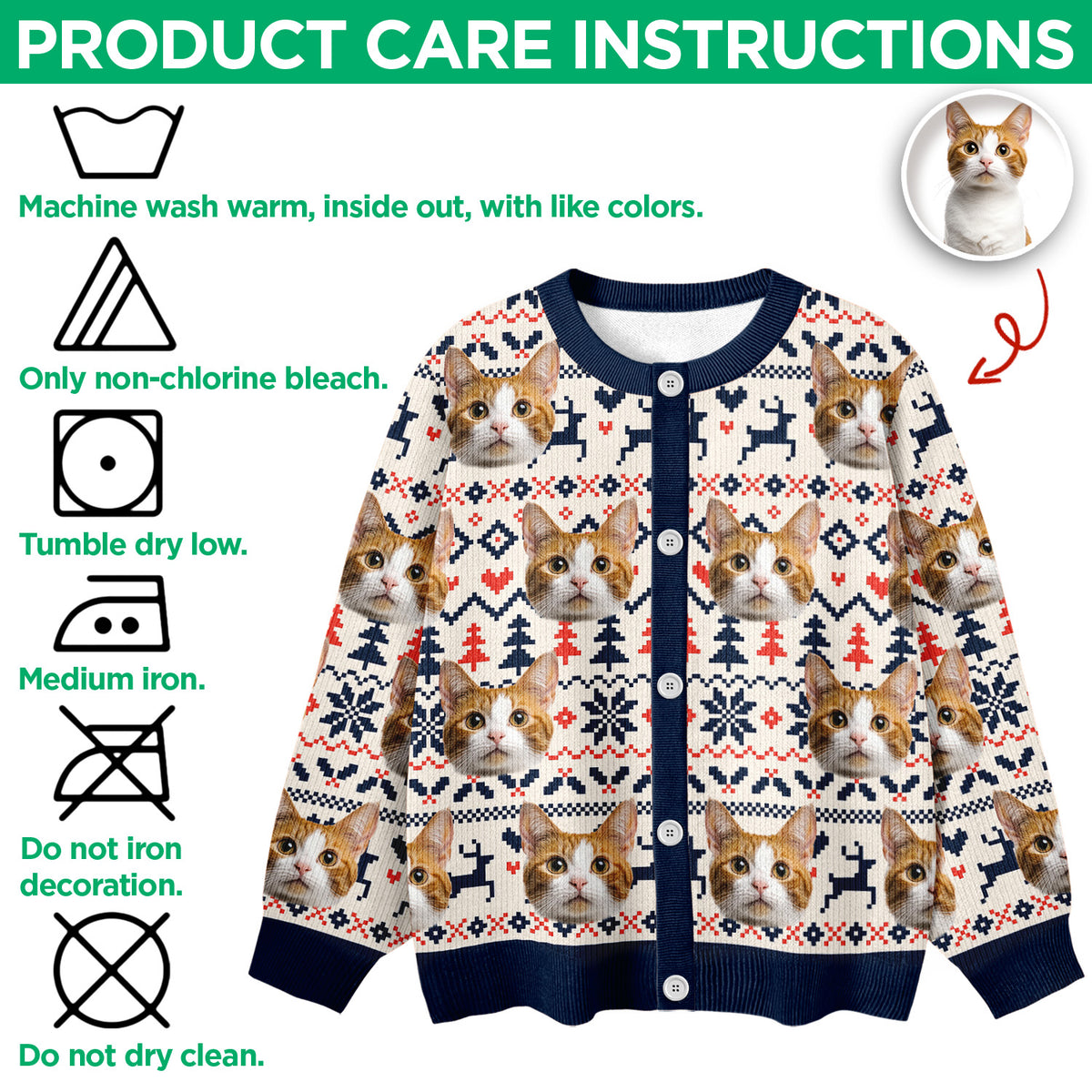 Custom Cat Photo Ugly Cardigan Gift For Cat Lovers LM32 897127