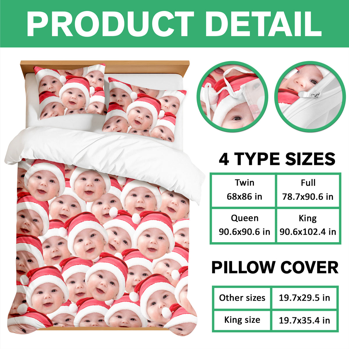 Custom Funny Photo Portrait Bedding Set Birthday, Christmas Gift For Family CH07 899650