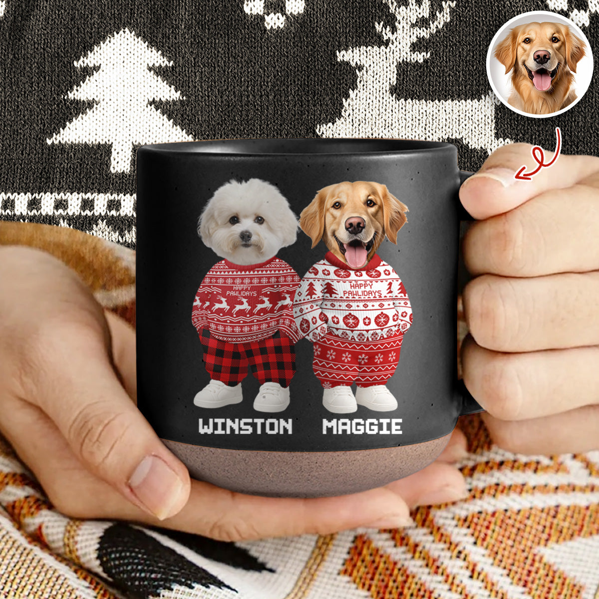 Custom Photo Dog Cat Xmas Clothes Christmas Pottery Mug For Dog Cat Lovers CH07 899316