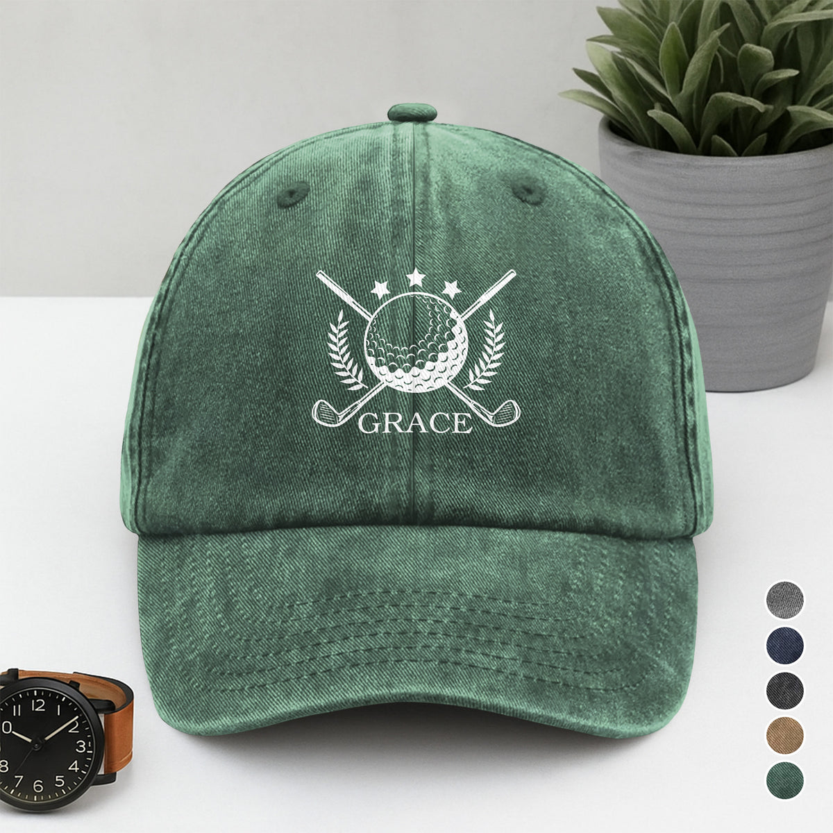 Personalized Gift For Golfer Washed Denim Baseball Cap TH10 898099
