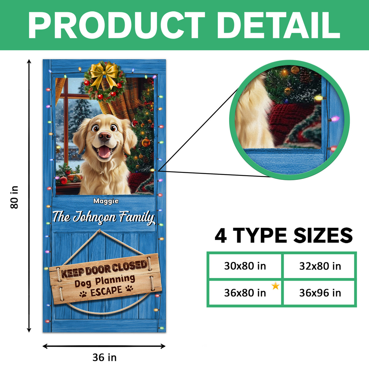 Custom Photo Keep Door Closed Dog Planning Escape Door Cover For Dog Lover TH10 896537