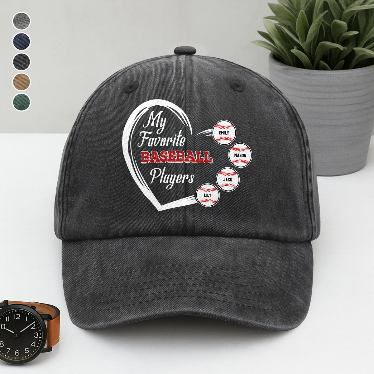 Favorite Players On My Cap - Personalized Washed Baseball Denim Cap Gift For Baseball Lovers HO82 894690