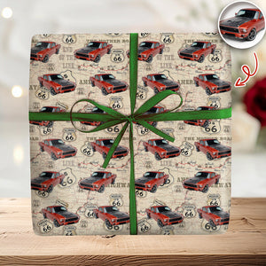 Custom Car Photo Retro Route 66 Wrapping Paper Gift For Car Lover CH07 899932