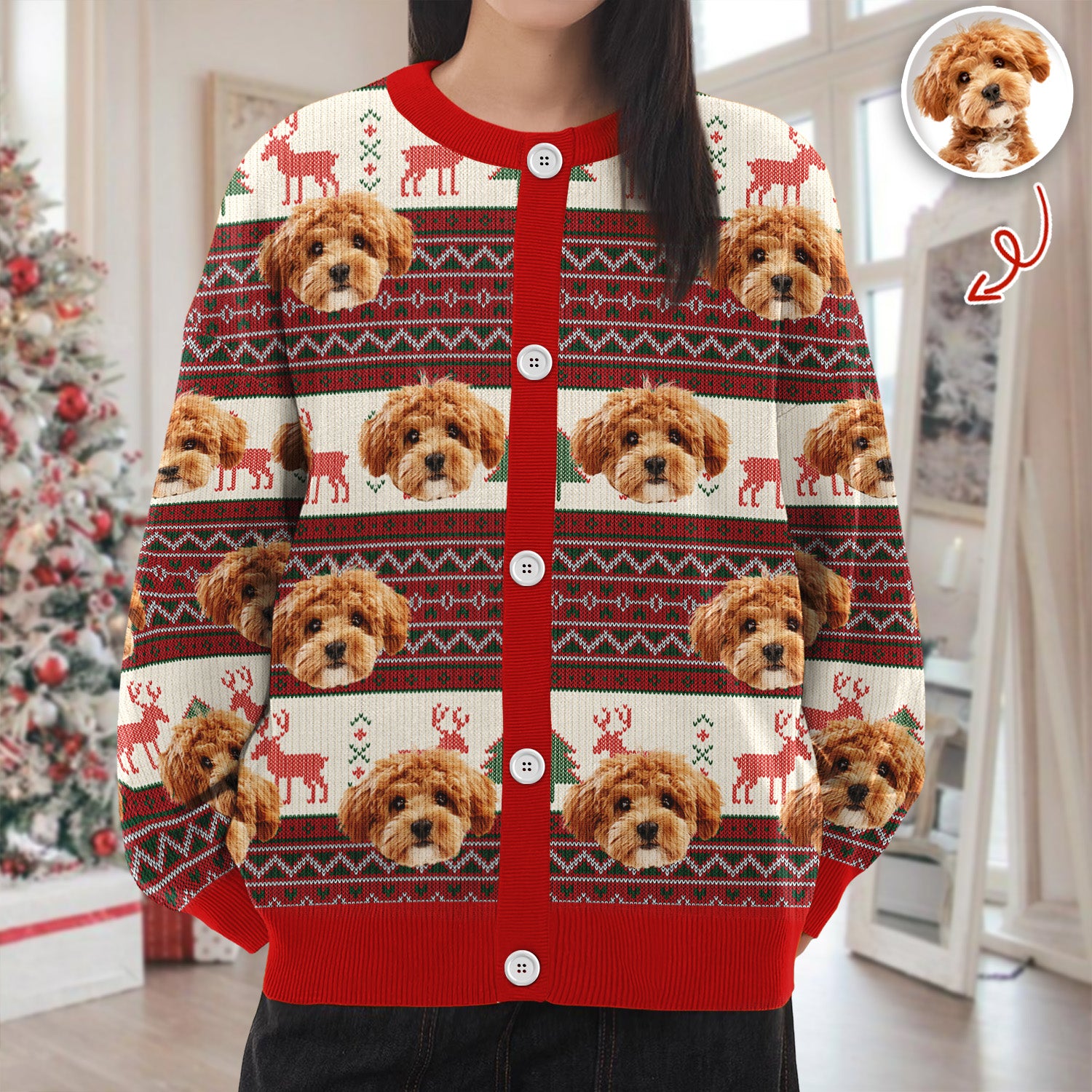 Custom Dog Photo Ugly Cardigan For Dog Lovers LM32 897129