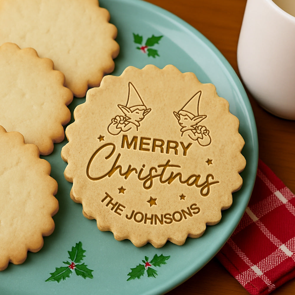 Custom Family Name Merry Christmas Cookie Stamp CH07 899844