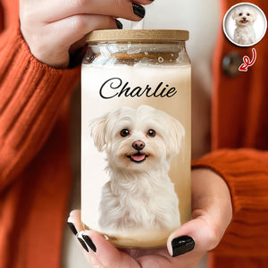 Custom Photo And Name Glass Can With Lid Gift TH10 896781