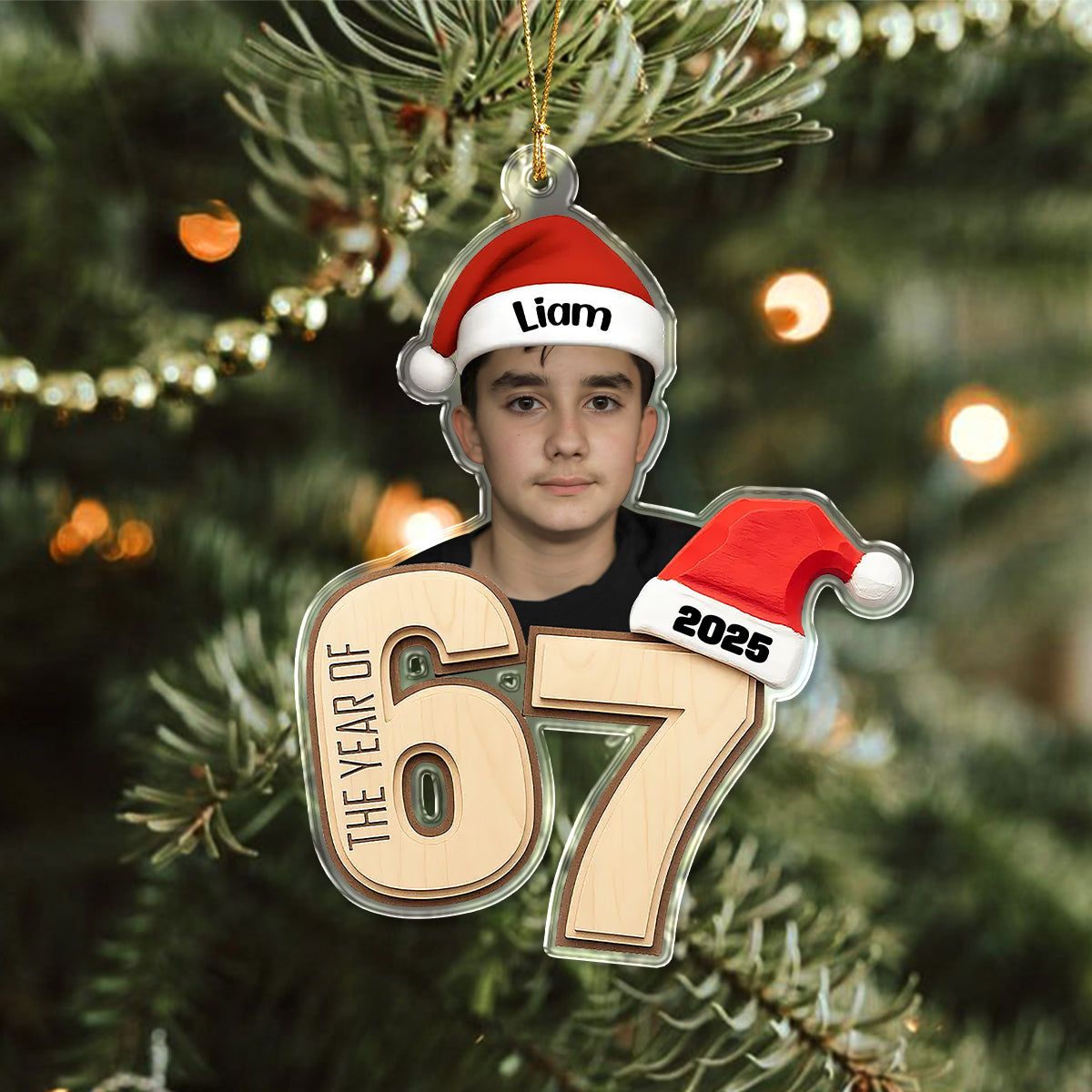 Custom Photo Six Seven Gen Alpha Humor Acrylic Ornament HO82 900704