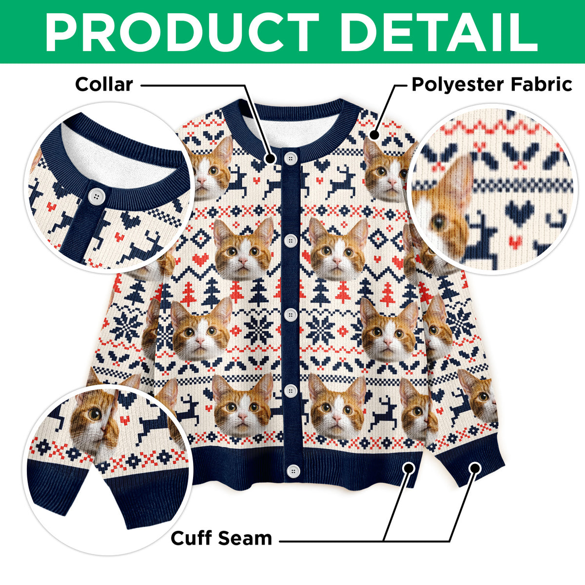 Custom Cat Photo Ugly Cardigan Gift For Cat Lovers LM32 897127