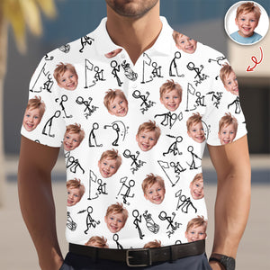 Custom Funny Face Minimalist Golf Pose Polo Shirt Gift For Golfer, Golf Lovers LM32 897617