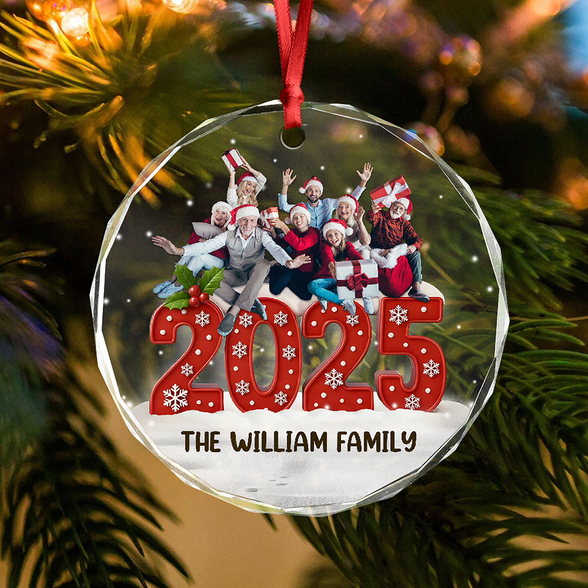 Custom Family Photo Glass Ornament Christmas Gifts For Dad, Mom, Grandpa, Grandma CH07 899984