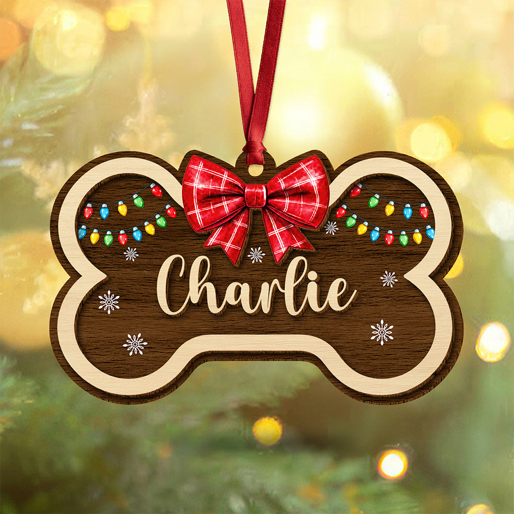 Custom Name Dog Bone Christmas Layer Wood Ornament Holiday Gift for Dog Lovers LM32 670099