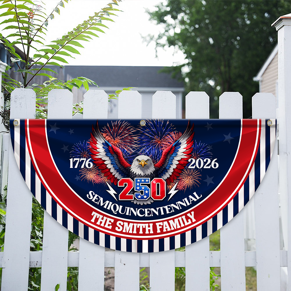 Custom Family Name Flag 250 Years America Non-Pleated Fan Flag CH07 910822
